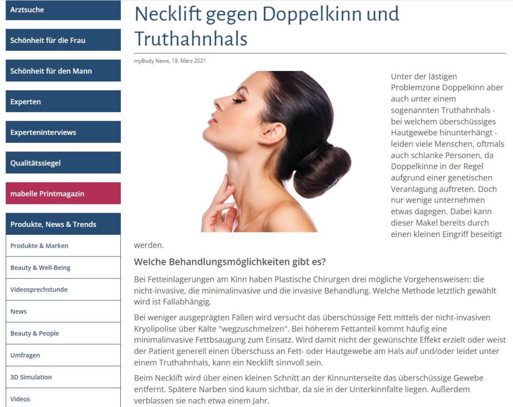 Necklift gegen Doppelkinn und Truthahnhals